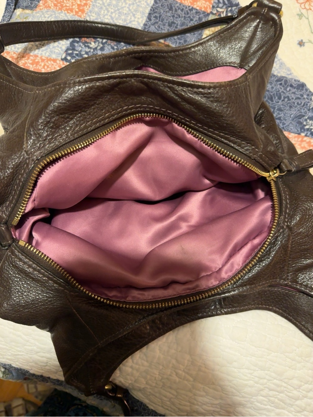Coach Dark Brown Pebbled Leather Shoulder Bag with Gold Hardware - Picture 3 of 6